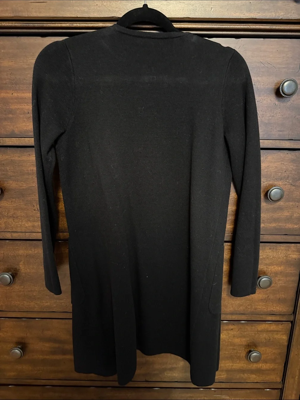 J. Crew Black Open-Front Long Knit Cardigan